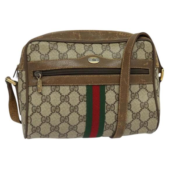 GUCCI GG Supreme Web Sherry Line Shoulder Bag Pvc Beige 56 02 004 - Picture 1 of 16